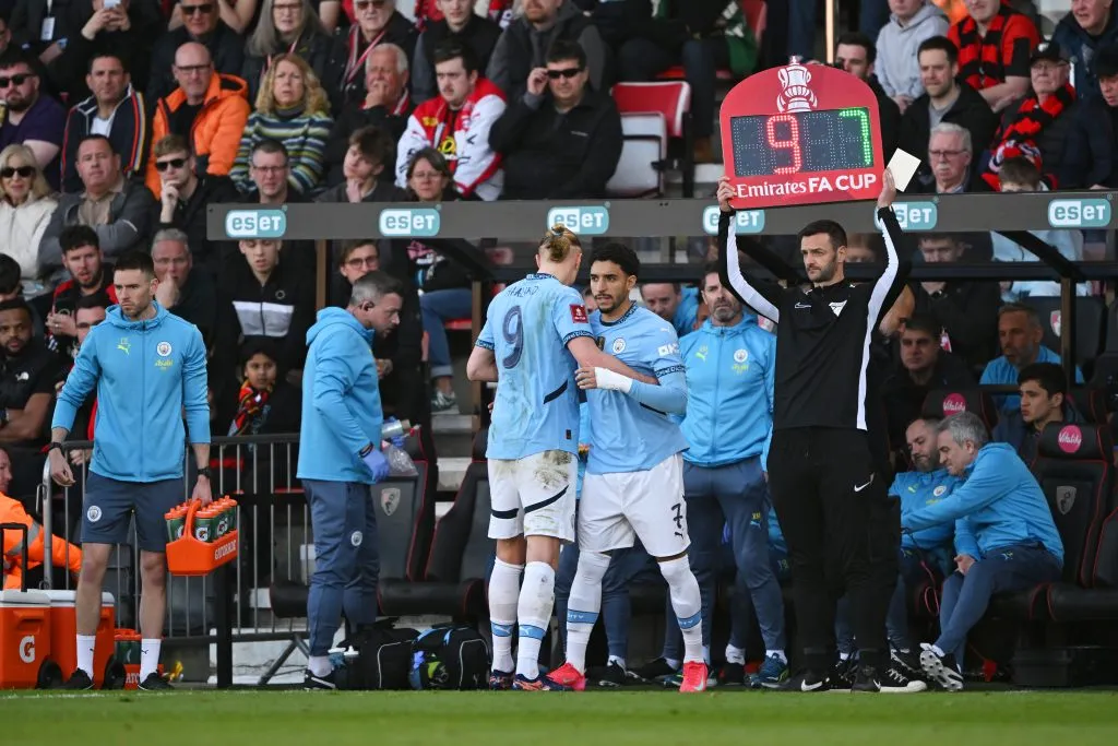 El momento de la lesión de Erling Haaland [Foto: Getty Images]