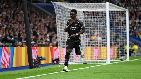 Bukayo Saka celebra su gol ante Real Madrid