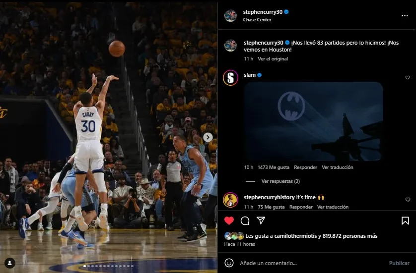 Post de Stephen Curry. (Foto: Instagram / @stephencurry30)
