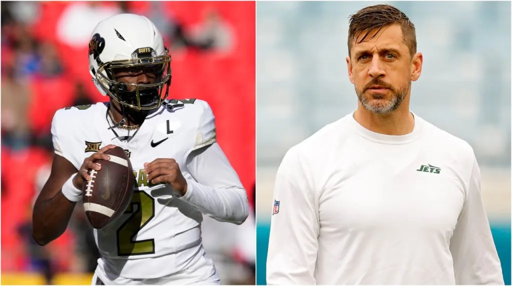 Shedeur Sanders y Aaron Rodgers. (Foto: Getty Images)