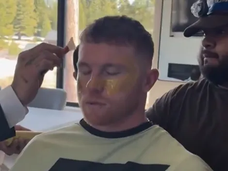 Canelo Álvarez lució una mascarilla de oro previo a la pelea vs. William Scull