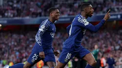 Dembélé festeja el único gol del encuentro en la capital inglesa.