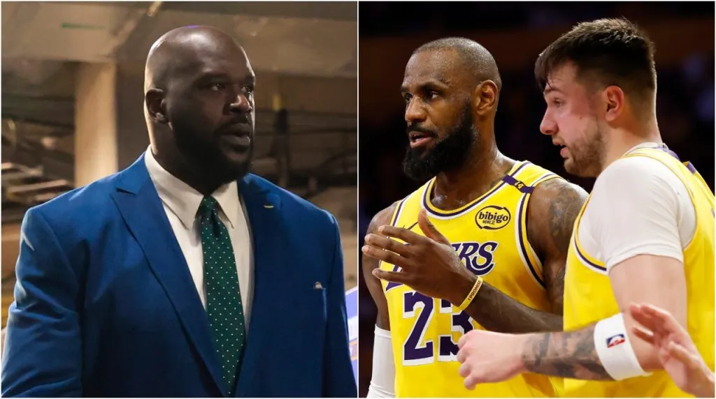 Shaquile O’Neal, LeBron James y Luka Doncic. (Foto: Getty Images)