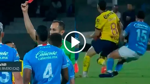 Fortísima patada de Rivero para irse expulsado.