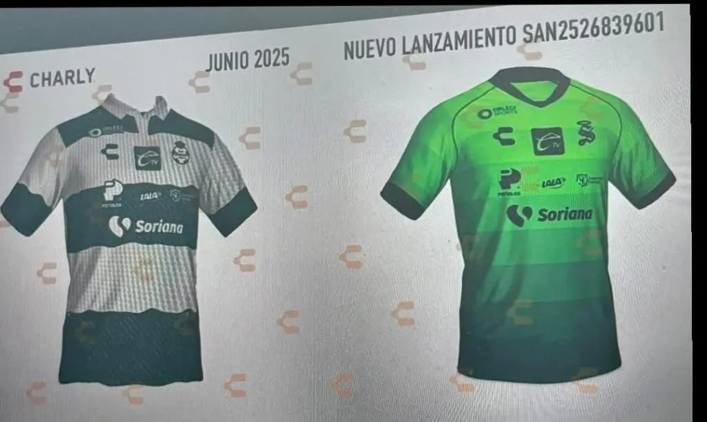 Así lucirían las playeras local y alternativa de Santos Laguna. [Foto: Milenio]