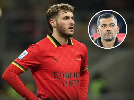 La reacción de Sergio Conceicao tras la expulsión de Santiago Giménez