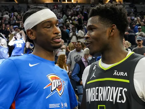 El quinteto inicial de Oklahoma City Thunder vs. Minnesota Timberwolves