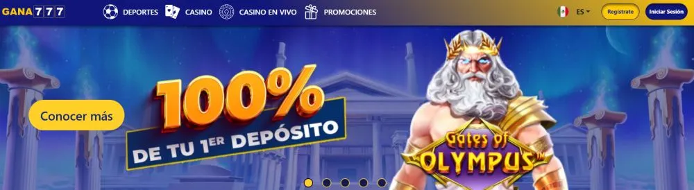 100% del primer depósito con Gana777
