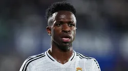 GETAFE, SPAIN - APRIL 23: Vinicius Junior of Real Madrid looks on during the LaLiga match between Getafe CF and Real Madrid CF at Coliseum Alfonso Perez on April 23, 2025 in Getafe, Spain. (Photo by Aitor Alcalde/Getty Images)