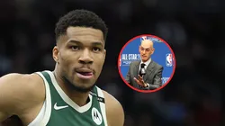 Giannis Antetokounmpo y Adam Silver.