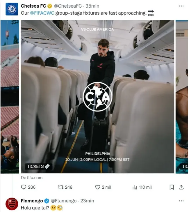 La respuesta de Flamengo al error de Chelsea en redes sociales. [Foto: Getty Images]