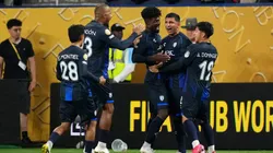 Los jugadores de Pachuca, a puro festejo de gol.