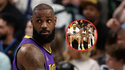 LeBron James, Klay Thompson, Andrew Wiggins y Jordan Poole.