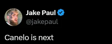 El mensaje que Jake Paul le dedicó a Canelo Álvarez. (X)