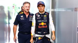 Christian Horner y Sergio Pérez en Red Bull