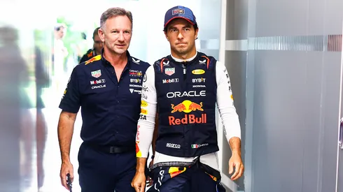 Christian Horner y Sergio Pérez en Red Bull