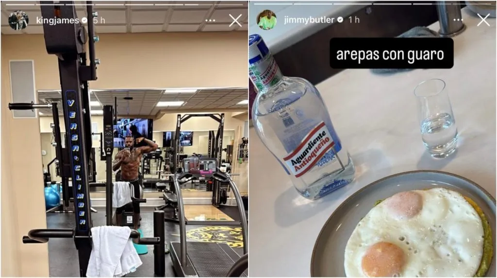 Historias de LeBron James y Jimmy Butler. (Foto: Instagram)