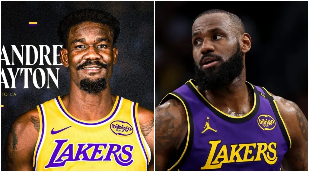 Deandre Ayton y LeBron James. (Foto: X / @Lkers y Getty Images)