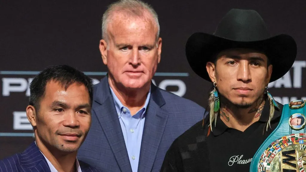 Manny Pacquiao y Mario Barrios se enfrentarán con el cinturón CMB del peso wélter en juego. (GETTY IMAGES)