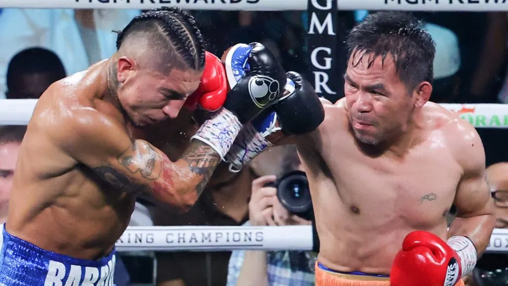 Manny Pacquiao y Mario Barrios se enfrentaron el pasado 19 de julio en Las Vegas y terminaron empatados. (GETTY IMAGES)