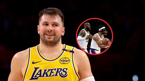 Luka Doncic, LeBron James y el jugador que sale de Lakers.