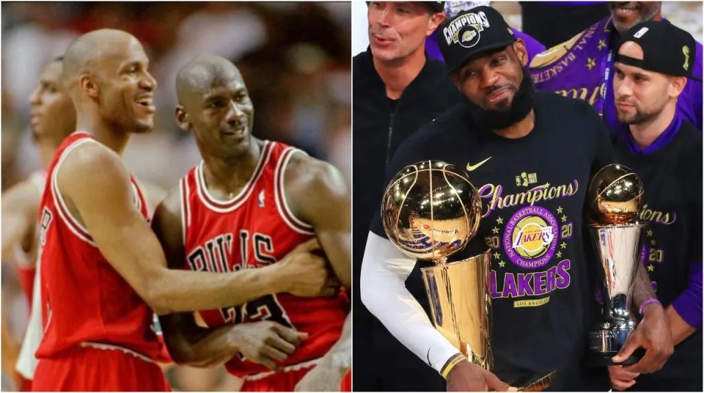 Ron Harper, Michael Jordan y LeBron James. (Foto: Getty Images)