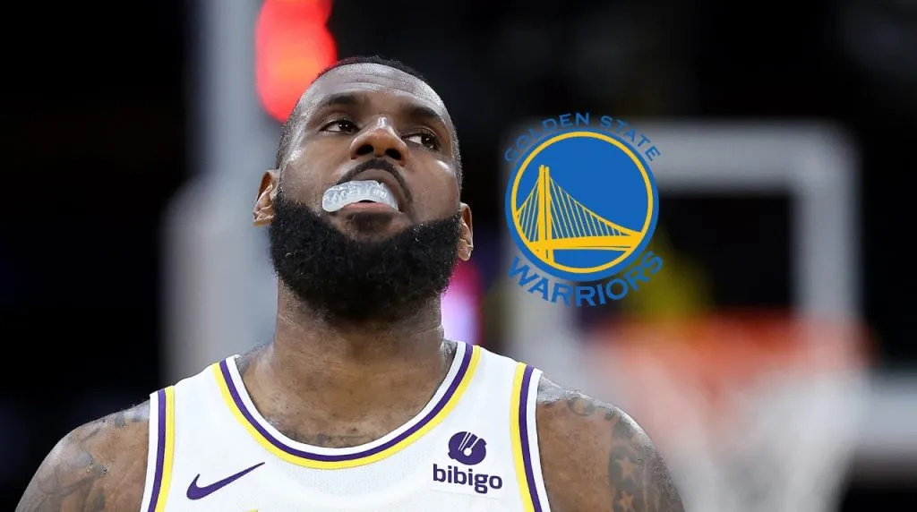 LeBron James y el logo de los Warriors