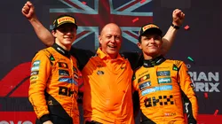 Oscar Piastri y Lando Norris en el podio del GP de Hungría 2025