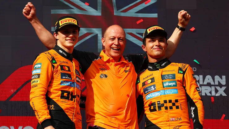 Oscar Piastri y Lando Norris en el podio del GP de Hungría 2025