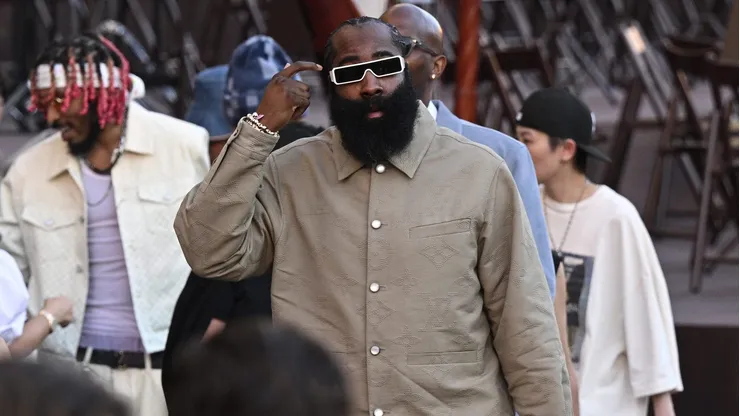 PARIS, FRANCE - JUNE 24: (EDITORIAL USE ONLY - For Non-Editorial use please seek approval from Fashion House) James Harden attends the Louis Vuitton Menswear Spring/Summer 2026 show as part of Paris Fashion Week on June 24, 2025 in Paris, France. (Photo by Kristy Sparow/Getty Images)