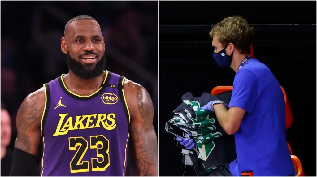 LeBron James y trabajador de la NBA. (Foto: Getty Images)
