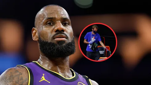 LeBron James y un empleado de la NBA.