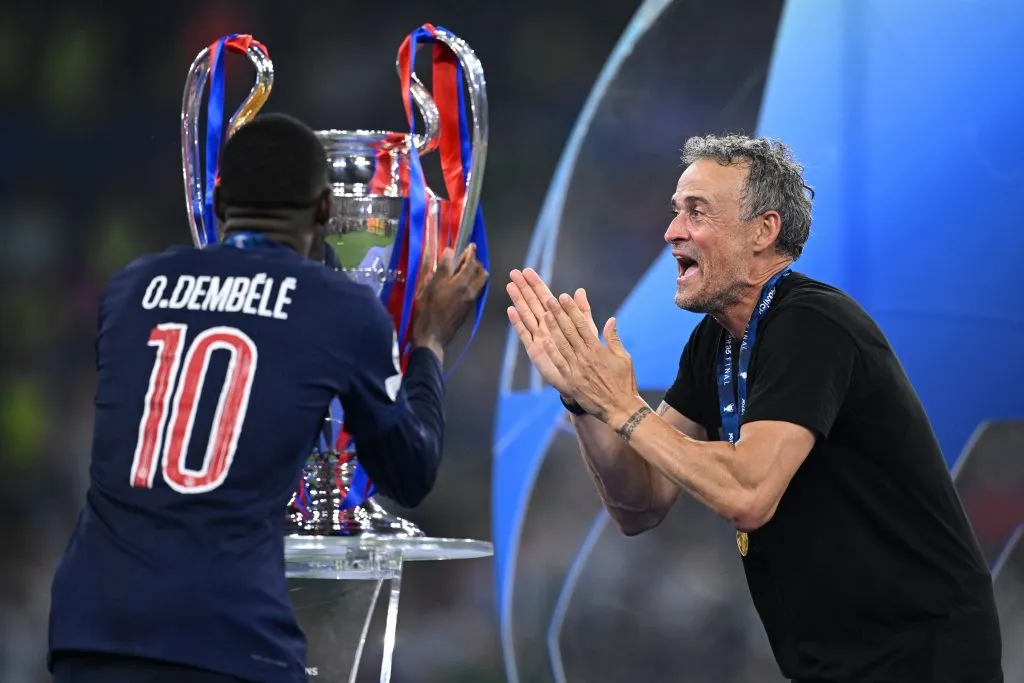 Ousmane Dembélé y Luis Enrique ganaron juntos la primera Champions League para PSG (Getty Images)
