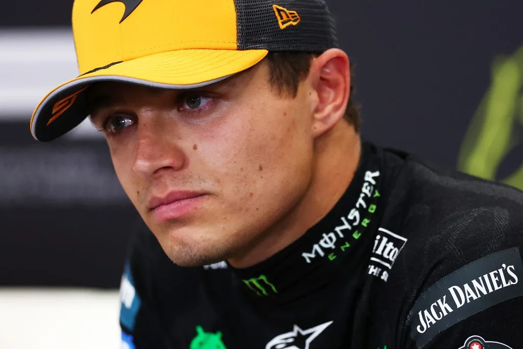 Lando Norris en rueda de prensa (GETTY IMAGES)