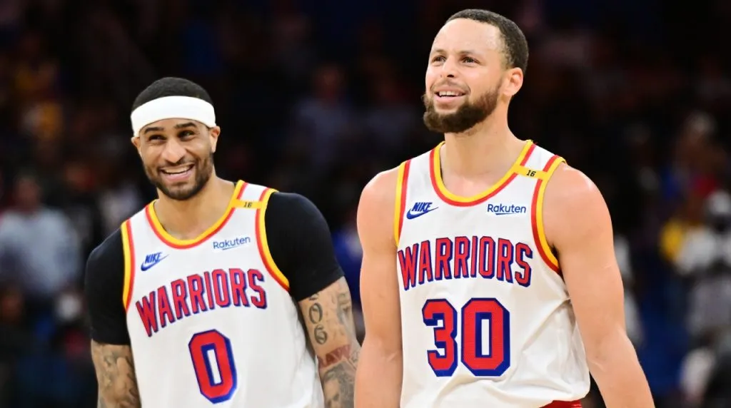 Gary Payton II y Stephen Curry. (Foto: Getty Images)