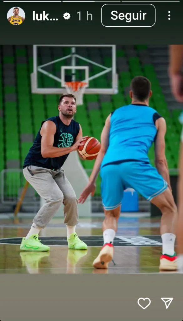 La imagen que compartió Luka Doncic entrenando con Eslovenia. (CAPTURA DE PANTALLA)