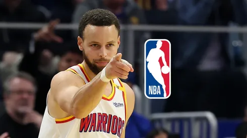 Stephen Curry y el logo de la NBA.