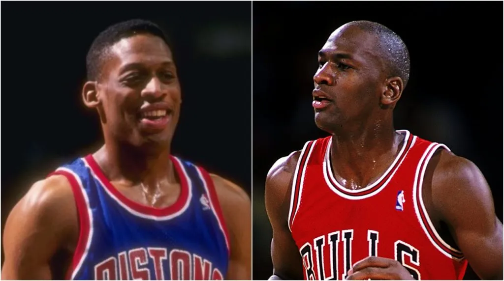Dennis Rodman y Michael Jordan. (Foto: Getty Images)