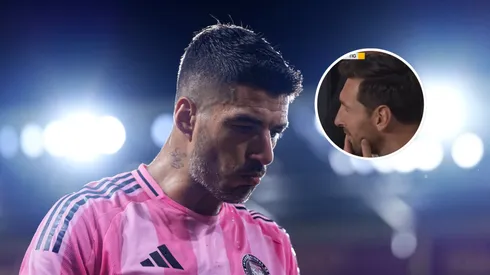 Messi reacciona al gol de Suárez