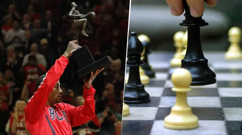 Derrick Rose enseña su premio MVP con Chicago Bulls