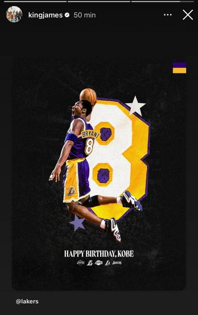 Post de LeBron James sobre Kobe Bryant. (Foto: Instagram / @kingjames)