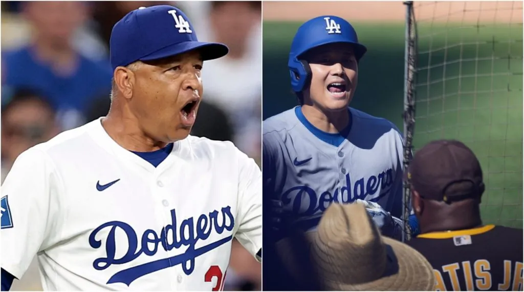 Roberts y la reacción de Othani con un fan de Tatis Jr. (Foto: Getty Images y X / @@Sponichi_Photo)