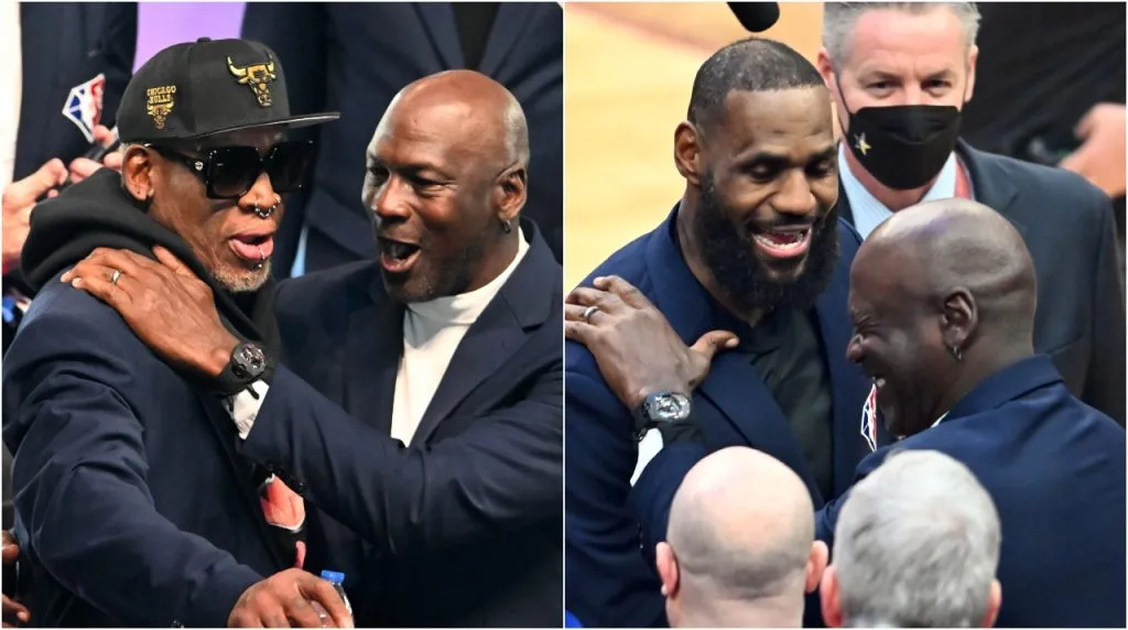 Rodman, Jordan y LeBron en la celebración de los 75 años de la NBA.