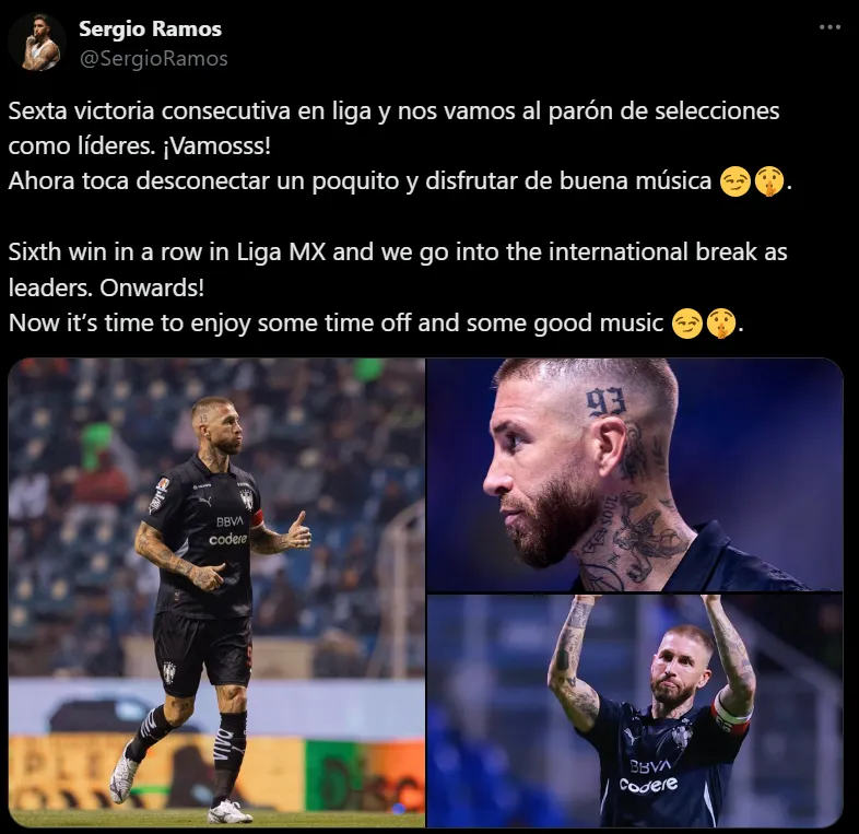 Captura del posteo de @SergioRamos