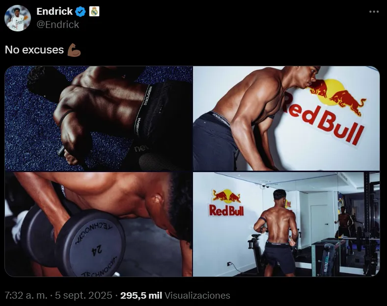 La publicación de Endrick en redes sociales (@Endrick)