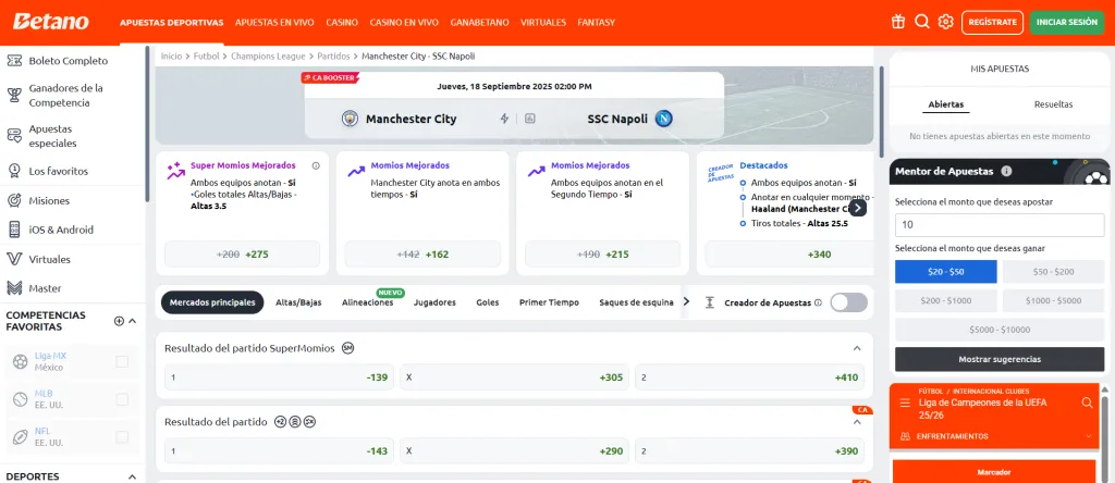 apostar a la champions league con betano