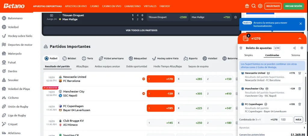 Apostar a la Champions League con Betano