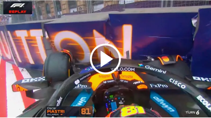 Oscar Piastri chocó en la carrera del GP de Azerbaiyán 2025