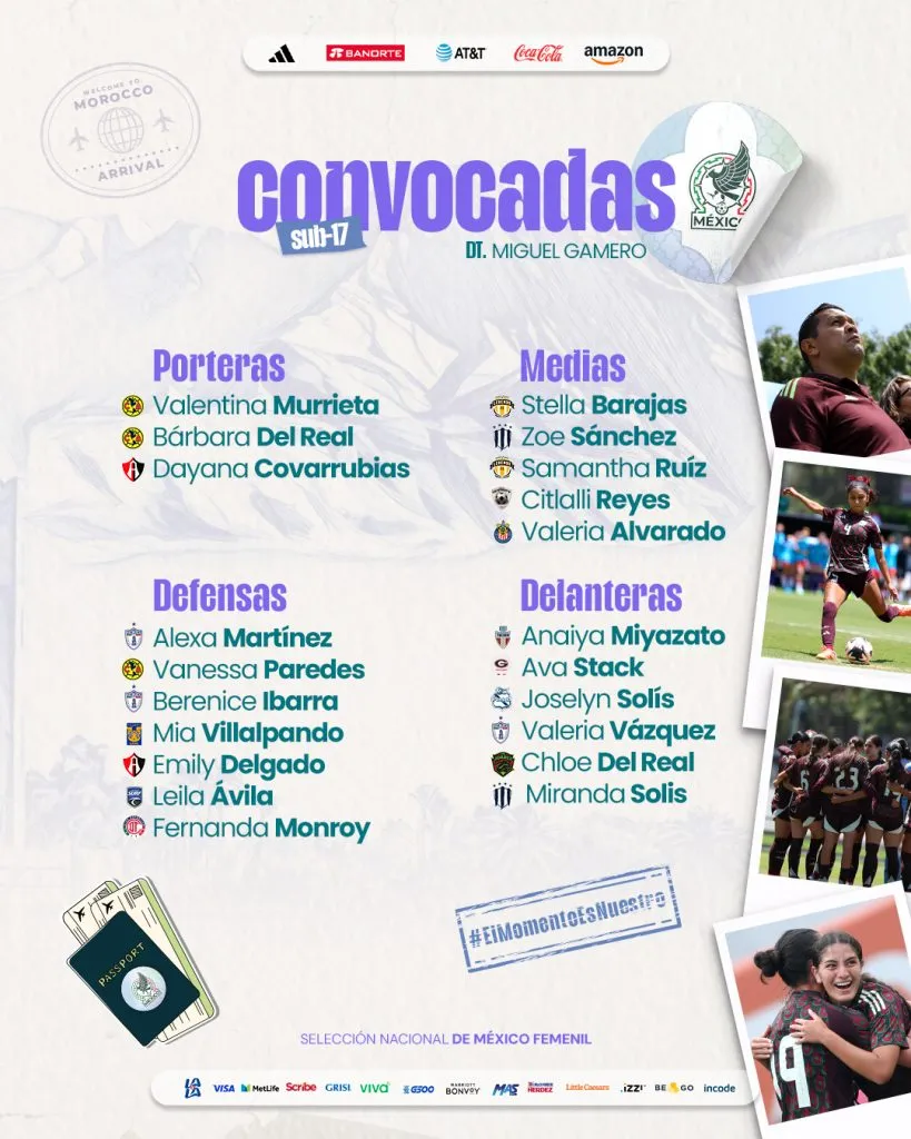 Las convocadas al Mundial Sub 17 Femenil en Marruecos (Selección Nacional Femenil)