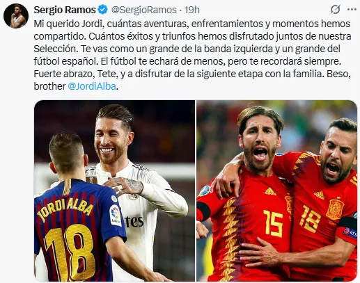El mensaje de Sergio Ramos a Jordi Alba